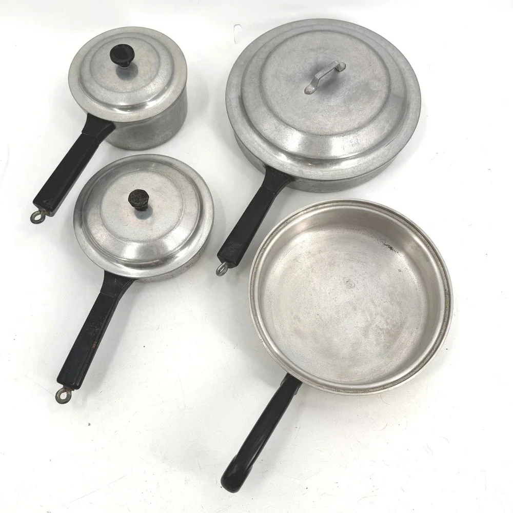 Miracle Maid Mirro Cookware Set Mixed Silver Vintage Aluminum 7PC
